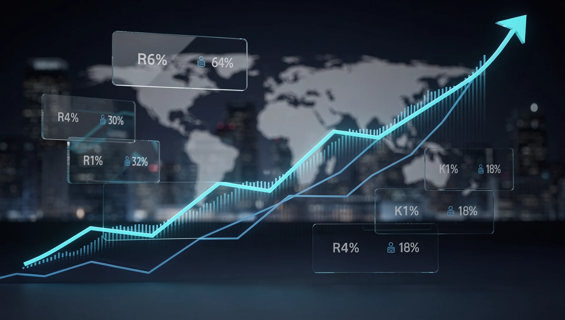 Investor reviewing growth data for a global outsourcing operation